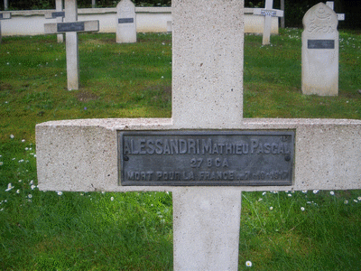 Tombe deALESSANDRI Mathieu à <a HREF=fotom2l.php?necro=153>  <U>Braine (NÃ©cropole militaire)</U> </A> 187