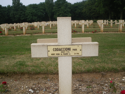 Tombe deCODACCIONI Paul Dominique à <a HREF=fotom2l.php?necro=67>  <U>Ablain Saint-Nazaire (NÃ©cropole nationale Notre Dame de Lorette )</U> </A> 15- 02 -2870