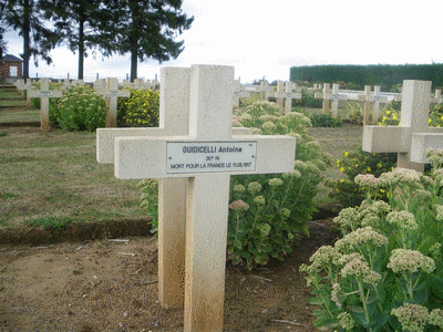 Tombe deGIUDICELLI Antoine à <a HREF=fotom2l.php?necro=154>  <U>Cerny-en-Laonnois (NÃ©cropole nationale)</U> </A> 1110