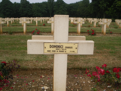 Tombe deDOMINICI Charles  à <a HREF=fotom2l.php?necro=67>  <U>Ablain Saint-Nazaire (NÃ©cropole nationale Notre Dame de Lorette )</U> </A> 15 10-3024