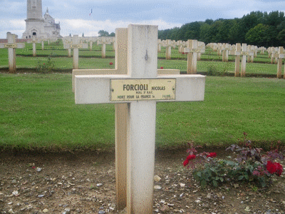 Tombe deFORCIOLI Nicolas à <a HREF=fotom2l.php?necro=67>  <U>Ablain Saint-Nazaire (NÃ©cropole nationale Notre Dame de Lorette )</U> </A> 73-8-14738