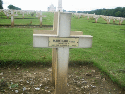 Tombe deMARCHIANI Cyrille Hippolyte à <a HREF=fotom2l.php?necro=67>  <U>Ablain Saint-Nazaire (NÃ©cropole nationale Notre Dame de Lorette )</U> </A> 89-10-1807