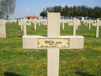 Tombe deROCCA Joseph à <a HREF=fotom2l.php?necro=130>  <U>Marcelcave  (CimetiÃ¨re national des buttes)  </U> </A> 133