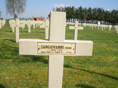 Tombe deSANGIOVANNI Pierre Marie à <a HREF=fotom2l.php?necro=130>  <U>Marcelcave  (CimetiÃ¨re national des buttes)  </U> </A> 189