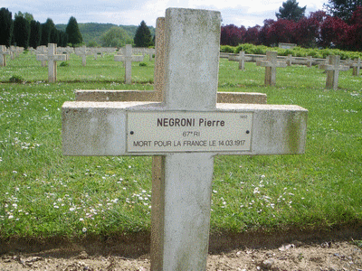 Tombe deNEGRONI Pierre à <a HREF=fotom2l.php?necro=76>  <U>Soupir NÂ° 1 (NÃ©cropole nationale)</U> </A> 1952