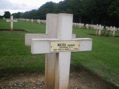 Tombe deNICOLI François Xavier à <a HREF=fotom2l.php?necro=67>  <U>Ablain Saint-Nazaire (NÃ©cropole nationale Notre Dame de Lorette )</U> </A> 56-4-11276