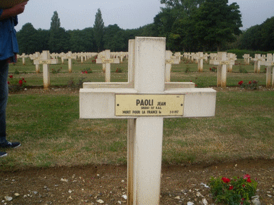 Tombe dePAOLI Jean Dominique à <a HREF=fotom2l.php?necro=67>  <U>Ablain Saint-Nazaire (NÃ©cropole nationale Notre Dame de Lorette )</U> </A> 25- 06 -4944