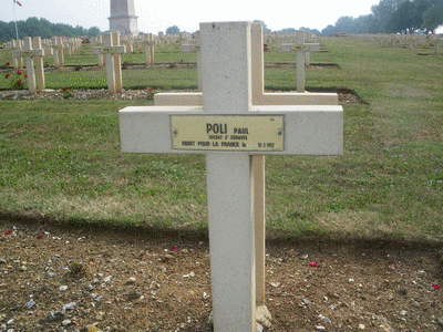 Tombe dePOLI Paul Jean Martin à <a HREF=fotom2l.php?necro=67>  <U>Ablain Saint-Nazaire (NÃ©cropole nationale Notre Dame de Lorette )</U> </A> 37-05-7336