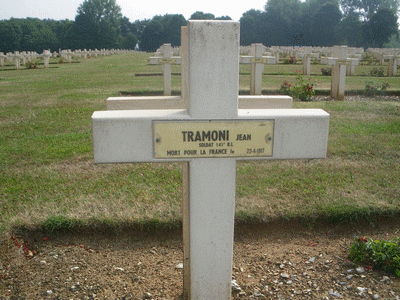 Tombe deTRAMONI Jean à <a HREF=fotom2l.php?necro=67>  <U>Ablain Saint-Nazaire (NÃ©cropole nationale Notre Dame de Lorette )</U> </A> 59-05-11877