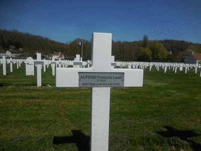 Tombe deALFONSI François Louis à <a HREF=fotom2l.php?necro=170>  <U>Vailly-sur-Aisne (NÃ©cropole Nationale)</U> </A> 734