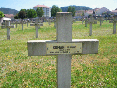 Tombe deROMANI François à <a HREF=fotom2l.php?necro=185>  <U>Raon l'Etape hopital (carrÃ© militaire)</U> </A> 67