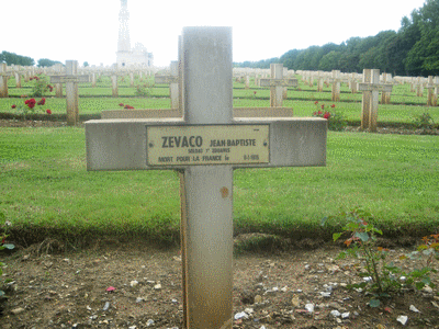 Tombe deZEVACO Jean Baptiste à <a HREF=fotom2l.php?necro=67>  <U>Ablain Saint-Nazaire (NÃ©cropole nationale Notre Dame de Lorette )</U> </A> 91-14-18706