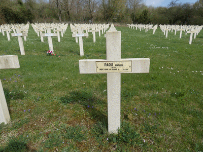 Tombe dePAOLI Mathieu à <a HREF=fotom2l.php?necro=289>  <U>Verdun ( NÃ©cropole nationale "Le Glorieux")</U> </A> Carr&eacute; A. rang 12