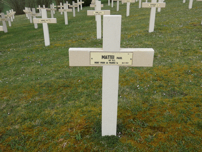 Tombe deMATTEI Paul Emile à <a HREF=fotom2l.php?necro=290>  <U>Souhesmes-Rampont (NÃ©cropole nationale 
de Fontaine Routhon)</U> </A> 893 C