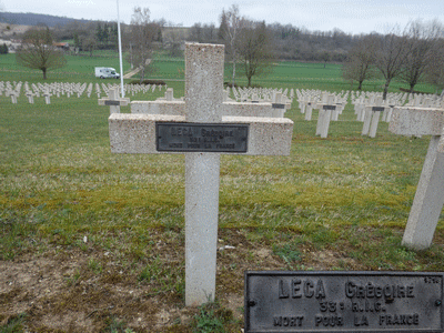 Tombe deLECA Grégoire à <a HREF=fotom2l.php?necro=293>  <U>Apremont-la-Foret (NÃ©cropole nationale de Marbotte)</U> </A> 1718