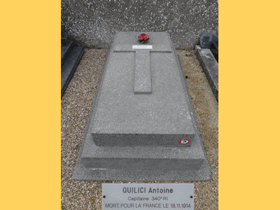 Tombe deQUILICI Antoine Martin à <a HREF=fotom2l.php?necro=345>  <U>RambucourtÂ (cimetiÃ¨re communal)</U> </A> Tombe individuelle 