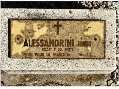 Tombe deALESSANDRINI François à <a HREF=fotom2l.php?necro=378>  <U>Saint-Mandrier-sur-Mer (NÃ©cropole Natonale)</U> </A> Rang B  Tombe 28