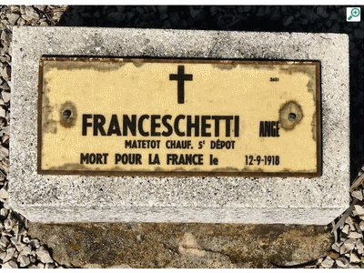 Tombe deFRANCESCHETTI Ange  à <a HREF=fotom2l.php?necro=378>  <U>Saint-Mandrier-sur-Mer (NÃ©cropole Natonale)</U> </A> Rang F Tombe 12