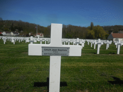 Tombe deGAUX Jean Baptiste à <a HREF=fotom2l.php?necro=170>  <U>Vailly-sur-Aisne (NÃ©cropole Nationale)</U> </A> 290