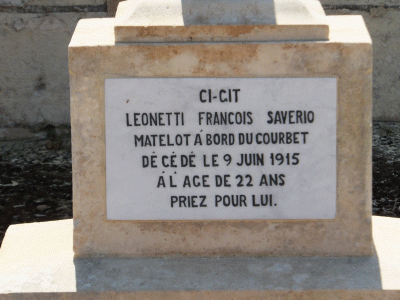 Tombe deLEONETTI François à <a HREF=fotom2l.php?necro=437>  <U>BIGHI (Kalkara Naval Cemetery)</U> </A>  Tombe NÃÂ° 65