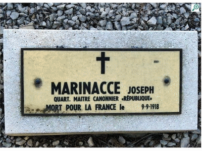 Tombe deMARINACCE Joseph à <a HREF=fotom2l.php?necro=378>  <U>Saint-Mandrier-sur-Mer (NÃ©cropole Natonale)</U> </A> Rang 1 Tombe 38