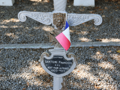 Tombe deSANTONI Simon Fran&ccedil;ois à <a HREF=fotom2l.php?necro=399>  <U>Antibes ( CarrÃ© militaire du cimetiÃ¨re de Rabiac)</U> </A> 