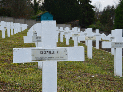 Tombe deCECARELLI Joachim à <a HREF=fotom2l.php?necro=374>  <U>Mulhouse(NÃ©cropole Nationale "Les Vallons, Tiefengraben")</U> </A> Carr&eacute; A 1 tombe 87