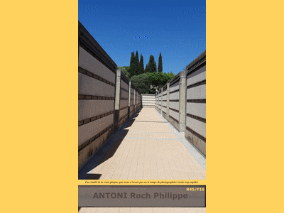 Tombe deANTONI Roch Philippe à <a HREF=fotom2l.php?necro=482>  <U>Frejus (NÃ©cropole nationale des guerres dâIndochine)</U> </A> Carr&eacute; R45- s&eacute;pulture F16