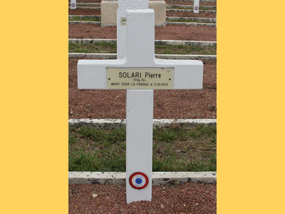 Tombe deSOLARI Pierre à <a HREF=fotom2l.php?necro=587>  <U>Poitiers (carrÃ© militaire du cimetiÃ¨re Chilvert )</U> </A> Tombe 109