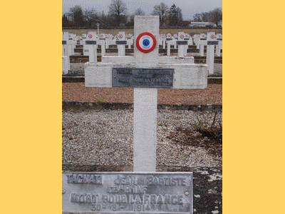 Tombe deTAGNATI Baptiste à <a HREF=fotom2l.php?necro=350>  <U>DijonÂ (CarrÃ© militaire du cimetiÃ¨re des PÃ©joces)</U> </A> Rang E Tombe 279