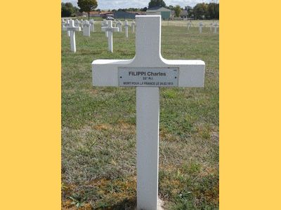 Tombe deFILIPPI Charles à <a HREF=fotom2l.php?necro=212>  <U>Souain-Perthes-lÃ¨s-Hurlus (NÃ©cropole nationale La CrouÃ©e)</U> </A> 1092