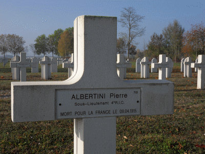 Tombe deALBERTINI Pierre Jean à <a HREF=fotom2l.php?necro=27>  <U>Suippes(La Ferme de )</U> </A> 14/18 Ã¢â¬â 713