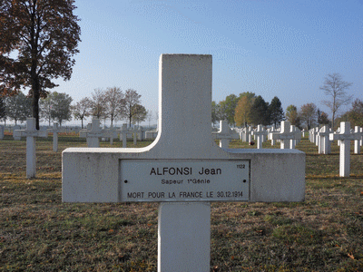 Tombe deALFONSI Jean Nicolas à <a HREF=fotom2l.php?necro=27>  <U>Suippes(La Ferme de )</U> </A> 14/18 Ã¢â¬â 3200