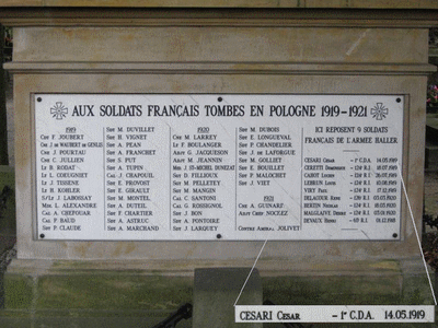 Tombe deCESARI César à <a HREF=fotom2l.php?necro=596>  <U>VARSOVIE(CimetiÃ¨re de Powazki</U> </A> 