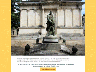 Tombe deFRANCESCHI Ange à <a HREF=fotom2l.php?necro=582>  <U>Avignon (carrÃ© militaire du cimetiÃ¨re Saint-Veran)</U> </A> Carr&eacute; 20