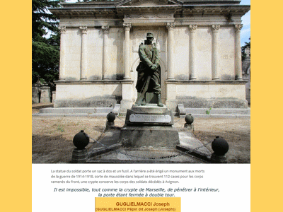 Tombe deGUGLIELMACCI Joseph  à <a HREF=fotom2l.php?necro=582>  <U>Avignon (carrÃ© militaire du cimetiÃ¨re Saint-Veran)</U> </A> Carr&eacute; 20