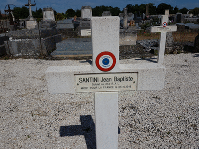 Tombe deSANTINI Jean Baptiste à <a HREF=fotom2l.php?necro=488>  <U>Gien (CarrÃ© militaire du cimetiÃ¨re communal)</U> </A> Carr&eacute; 4- Tombe 24