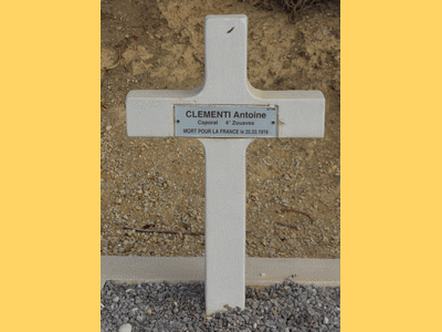 Tombe deCLEMENTI Antoine à <a HREF=fotom2l.php?necro=514>  <U>MASA (CimetiÃ¨re militaire de GAMMARTH)</U> </A> Carr&eacute; A Rang 1 tombe 46