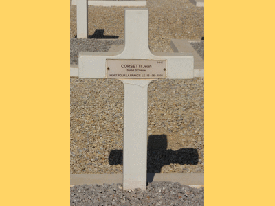 Tombe deCORSETTI Jean Henri à <a HREF=fotom2l.php?necro=514>  <U>MASA (CimetiÃ¨re militaire de GAMMARTH)</U> </A> Carr&eacute; D Rang 3 Tombe 37