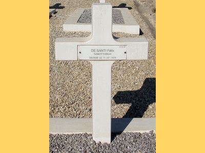 Tombe deDESANTI Félix à <a HREF=fotom2l.php?necro=514>  <U>MASA (CimetiÃ¨re militaire de GAMMARTH)</U> </A> Carr&eacute; D Rang 6 Tombe 19