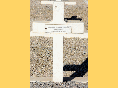 Tombe deMONEGLIA Jean Baptiste à <a HREF=fotom2l.php?necro=514>  <U>MASA (CimetiÃ¨re militaire de GAMMARTH)</U> </A> Carr&eacute; D1 Rang 5 Tombe 12