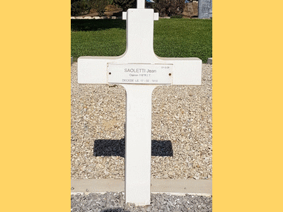 Tombe deSAOLETTI Jean Dominique à <a HREF=fotom2l.php?necro=514>  <U>MASA (CimetiÃ¨re militaire de GAMMARTH)</U> </A> Carr&eacute; D1 rang 2 Tombe 28