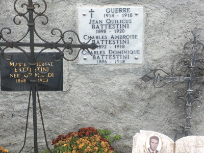 Tombe deBATTESTINI Jean Quilicus à EnterrÃ© en CORSE CC Sant'Andr&eacute;a-di-Cotone