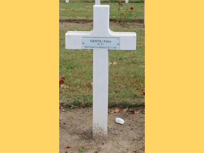 Tombe deGENTILI Félix à <a HREF=fotom2l.php?necro=65>  <U>ROULERS ou Roeselare (CimetiÃ¨re Militaire FranÃ§ais)</U> </A> 578