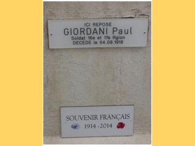 Tombe deGIORDANI Paul à <a HREF=fotom2l.php?necro=537>  <U>Montpellier(carrÃ© militaire du cimetiÃ¨re Saint-Lazare)</U> </A> ???