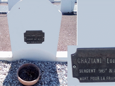 Tombe deGRAZIANI Louis Pierre Marius Antoine à <a HREF=fotom2l.php?necro=467>  <U>Toulon(CarrÃ© militaire de Lagoubran)</U> </A> Rang Q Tombe 26