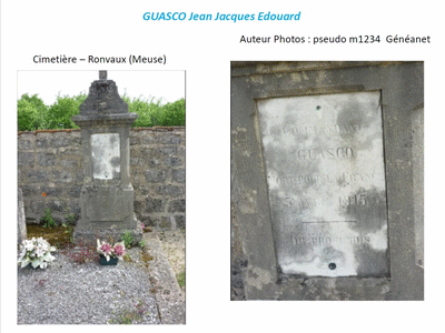 Tombe deGUASCO Jean Charles à <a HREF=fotom2l.php?necro=643>  <U>Ronvaux (CimetiÃ¨re communal)</U> </A> 