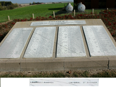 Tombe deLAURELLI Amédée  Pierre à <a HREF=fotom2l.php?necro=269>  <U>Somme-Suippe (NÃ©cropole Nationale)</U> </A> Ossuaire 1