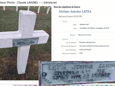 Tombe deLETIA Jérôme  à <a HREF=fotom2l.php?necro=68>  <U>Dompierre-Becquincourt (NÃ©cropole nationale)</U> </A> 4182