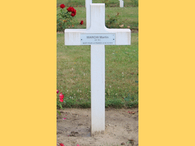 Tombe deMARCHI Martin à <a HREF=fotom2l.php?necro=65>  <U>ROULERS ou Roeselare (CimetiÃ¨re Militaire FranÃ§ais)</U> </A> 287